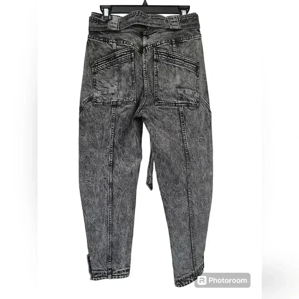 ULLA JOHNSON Carmen Belted Tapered acid washed Jeans - Picture 7 of 9